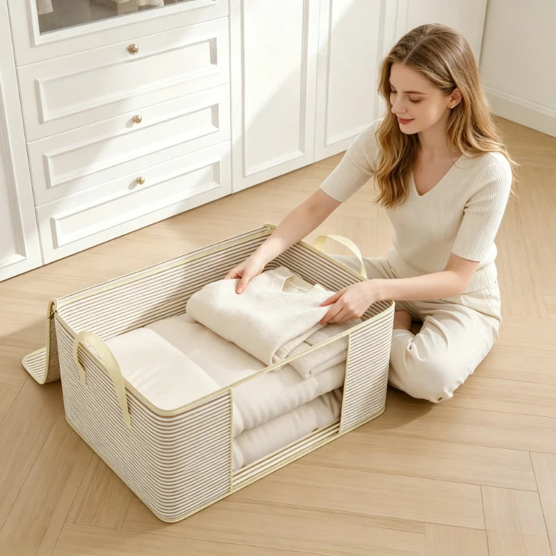 Large Capacity Storage Bag Dustproof Thickened Zipper Organizer Clothes Quilt Moving Sorting Bag Foldable Clothes Storage Bag Oasis Select