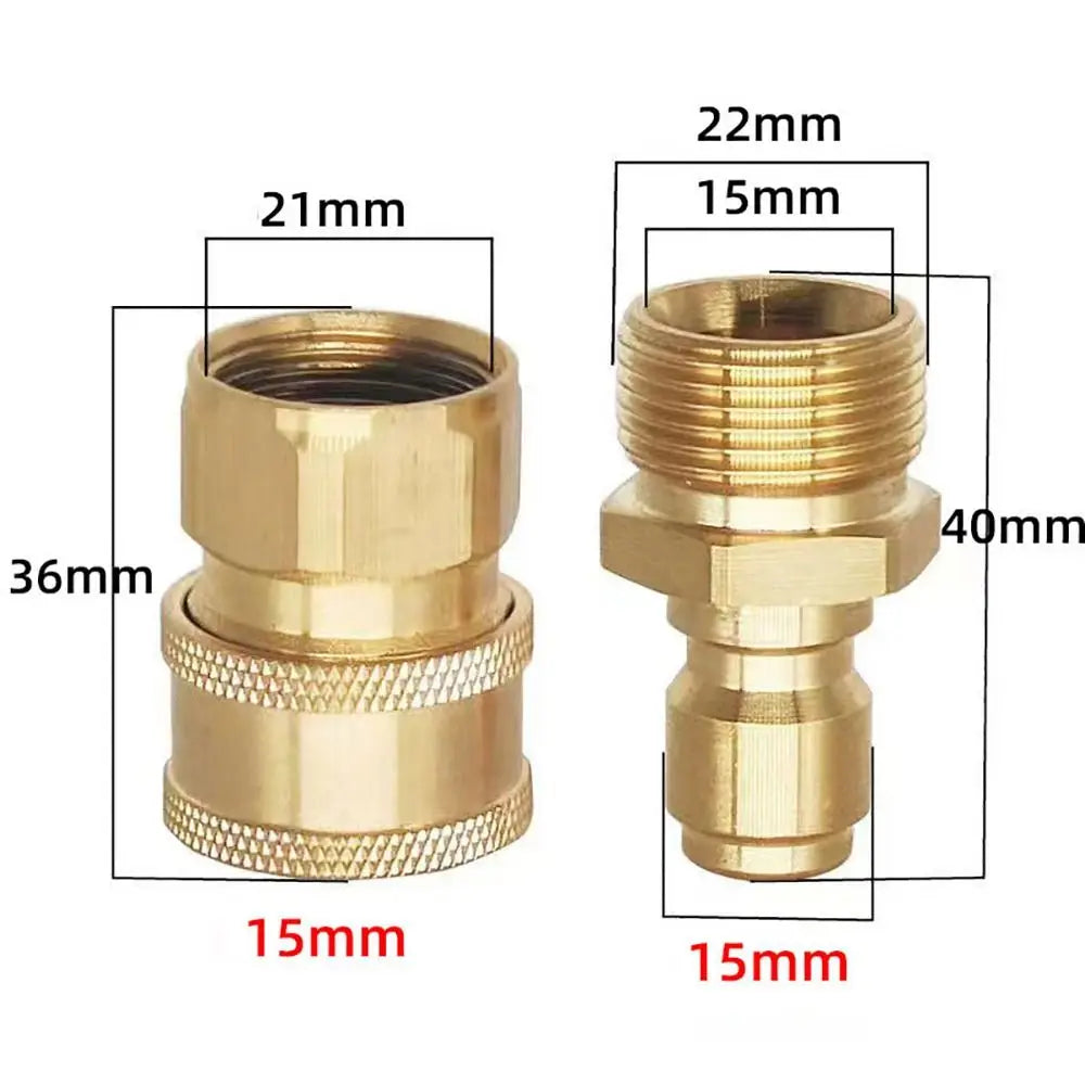 1Set 3/8 M22 Pipe Joint For M22 High Pressure Washer Quick Connect Kits Hose Coupler M22 1.5mm Adapter Set Water Outlet Set Oasis Select