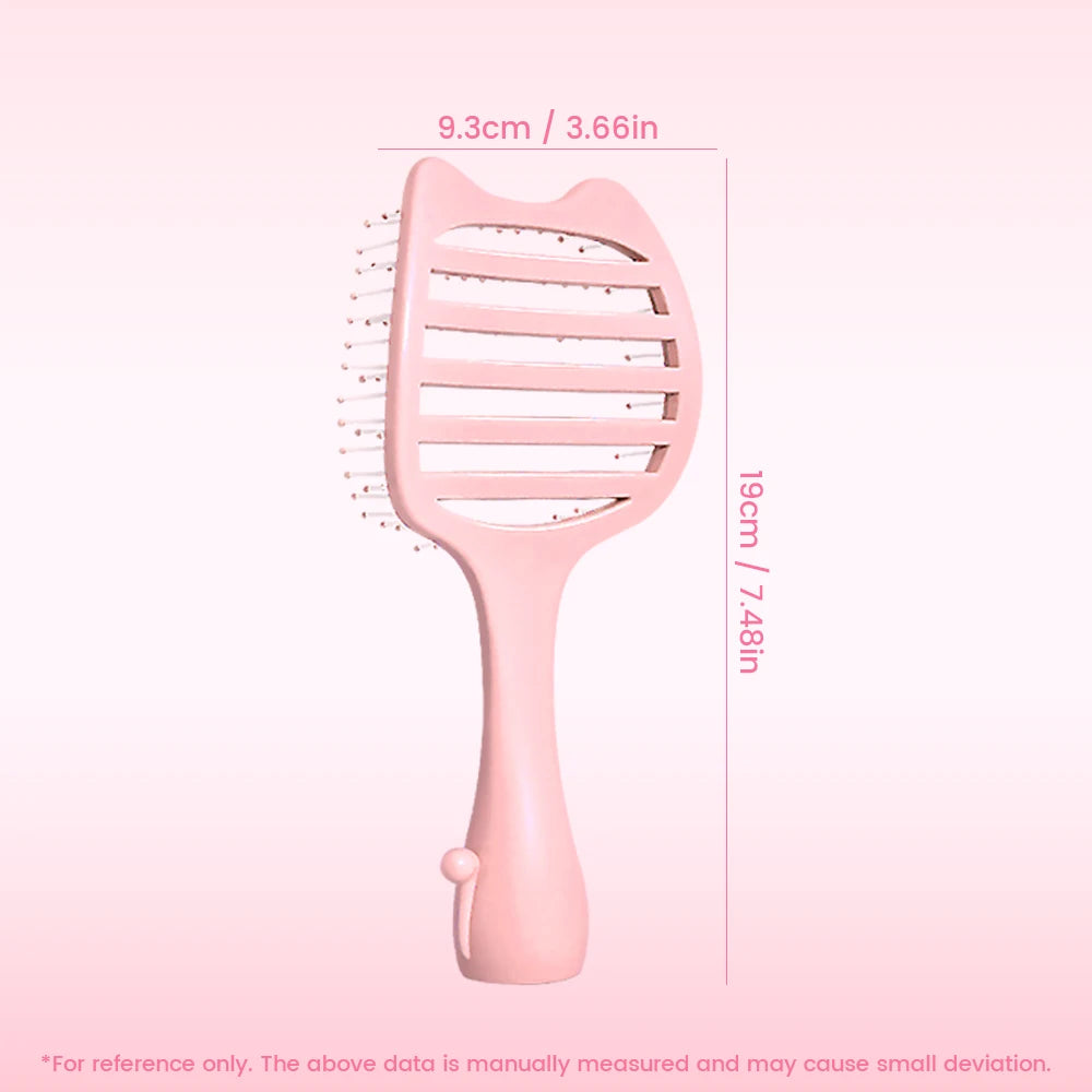 Cat-Ear Hollow Hair Brush – Anti-Static Detangling Comb Scalp Massage Hair Brush Oasis Select