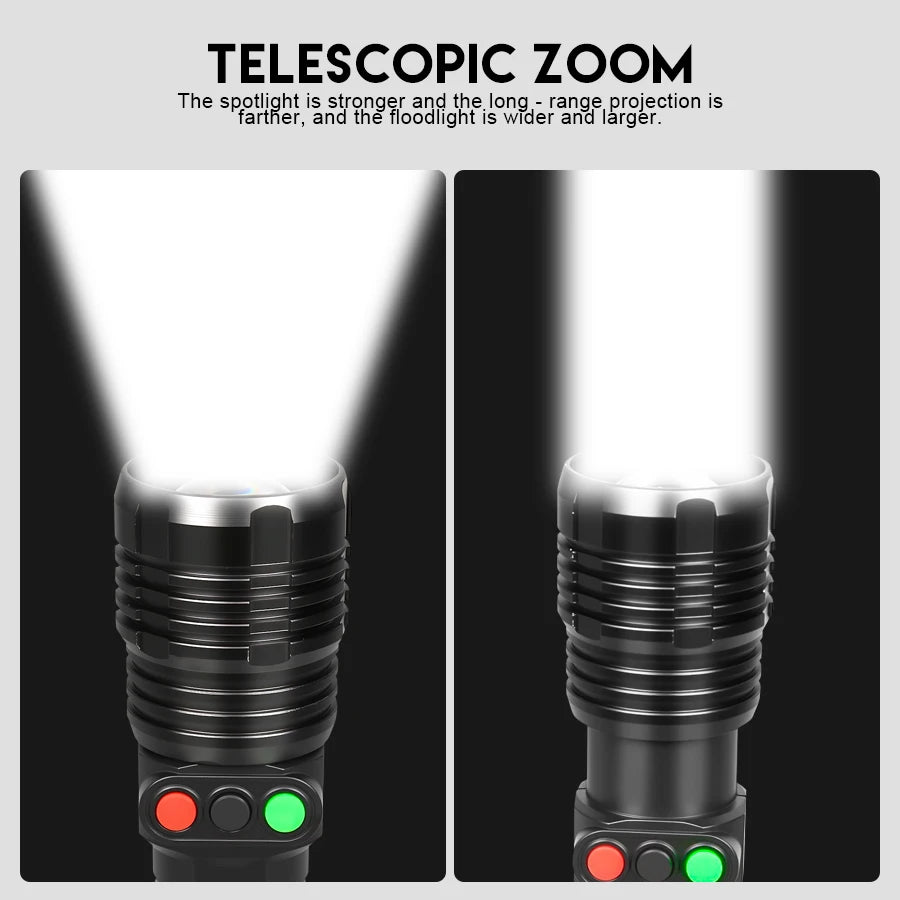Rechargeable 30W LED Flashlight Ultra Bright Tactical Zoom Spotlight Flashlights for Outdoor Hunting Security Self-defense Torch Oasis Select