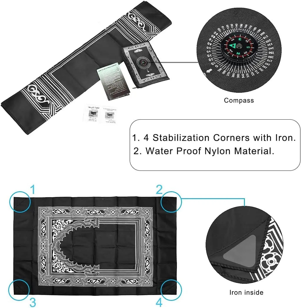 2/1pcs Prayer Rug Polyester Portable Braided Mats Simply Print with Compass In Pouch Travel Home New Style Mat Blanket 100x60cm Oasis Select