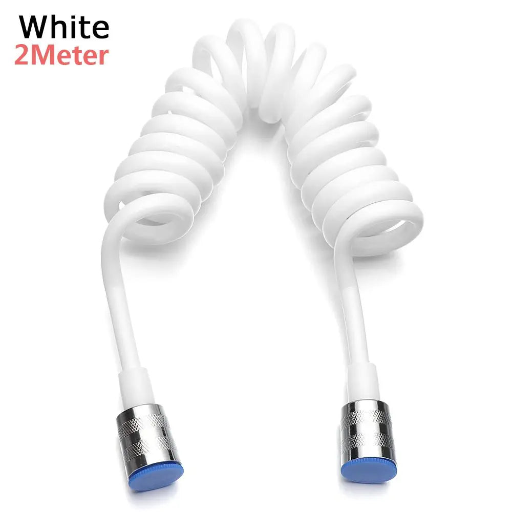 1.5/2/3meter Telephone Line Anti-wrap Spring Shower Hose Toilet Bidet Bath Sprayer Connect Pipe Water Plumbing Oasis Select white 2 meters 1