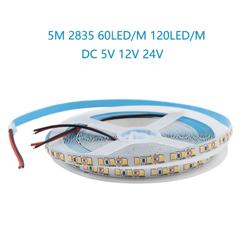 DC 5V 12V 24V 2835 Led Strip 5m White Tape Light Ribbon Not Waterproof 5 12 24 V Volt LED Strip Tape Lamp Flexible Kitchen Home Oasis Select RGB 60LED DC24V 5m