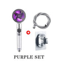 Powerful Pressurized Shower Set Fan Filter Showerhead One Touch Water Stop Sprayer Water Saving Handheld Showerheads Oasis Select Purple Set