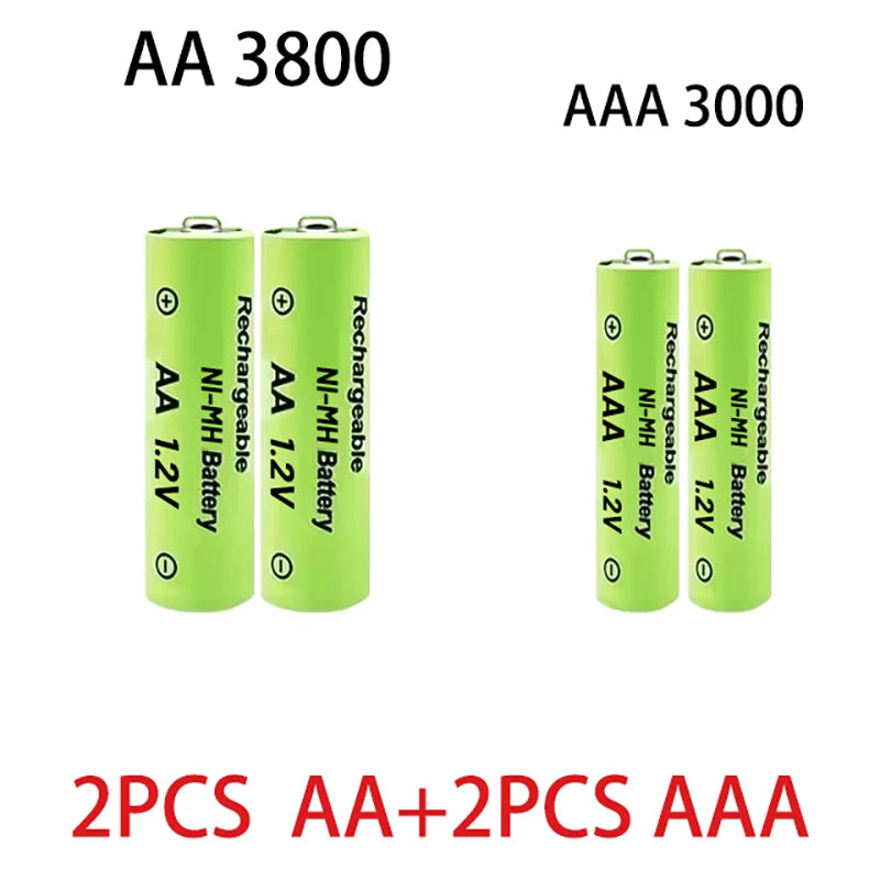 1.2V AA + AAA NI MH Rechargeable AA Battery AAA Alkaline 3000-3800mah For Torch Toys Clock MP3 Player Replace Ni-Mh Battery Oasis Select 2AA 2AAA