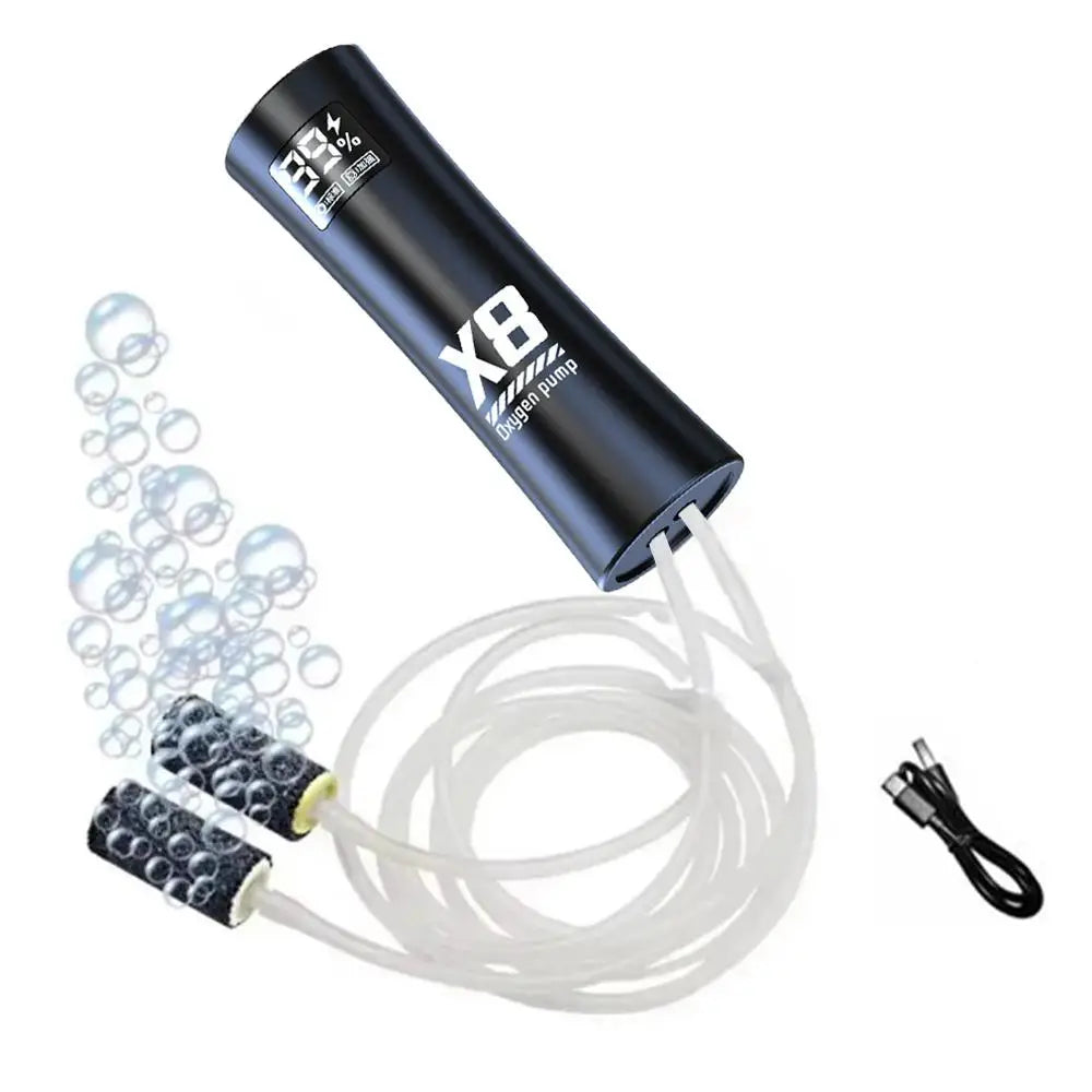 USB Rechargeable Oxygen Pump Portable Aerator with 48H Runtime for Night Fishing Oxygen Air Pump For Outdoor Fishing/Aquarium Oasis Select Black