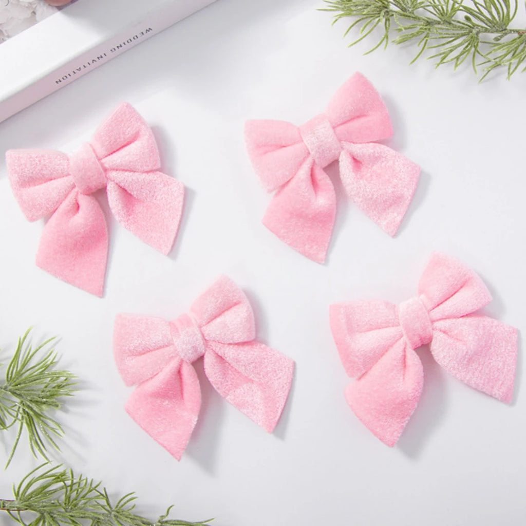 Velvet Christmas Bow Ornament – Pink, Green & White | Tree Decor
