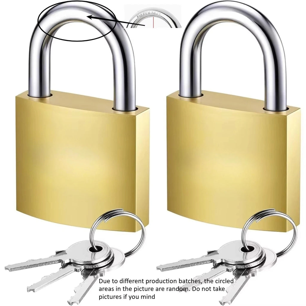 Golden Heavy-Duty Keyed Padlocks with Keys - 32mm Large Locks, Secure Locker Locks for Backpacks, Luggage, School Gym Lockers Oasis Select 2pcs