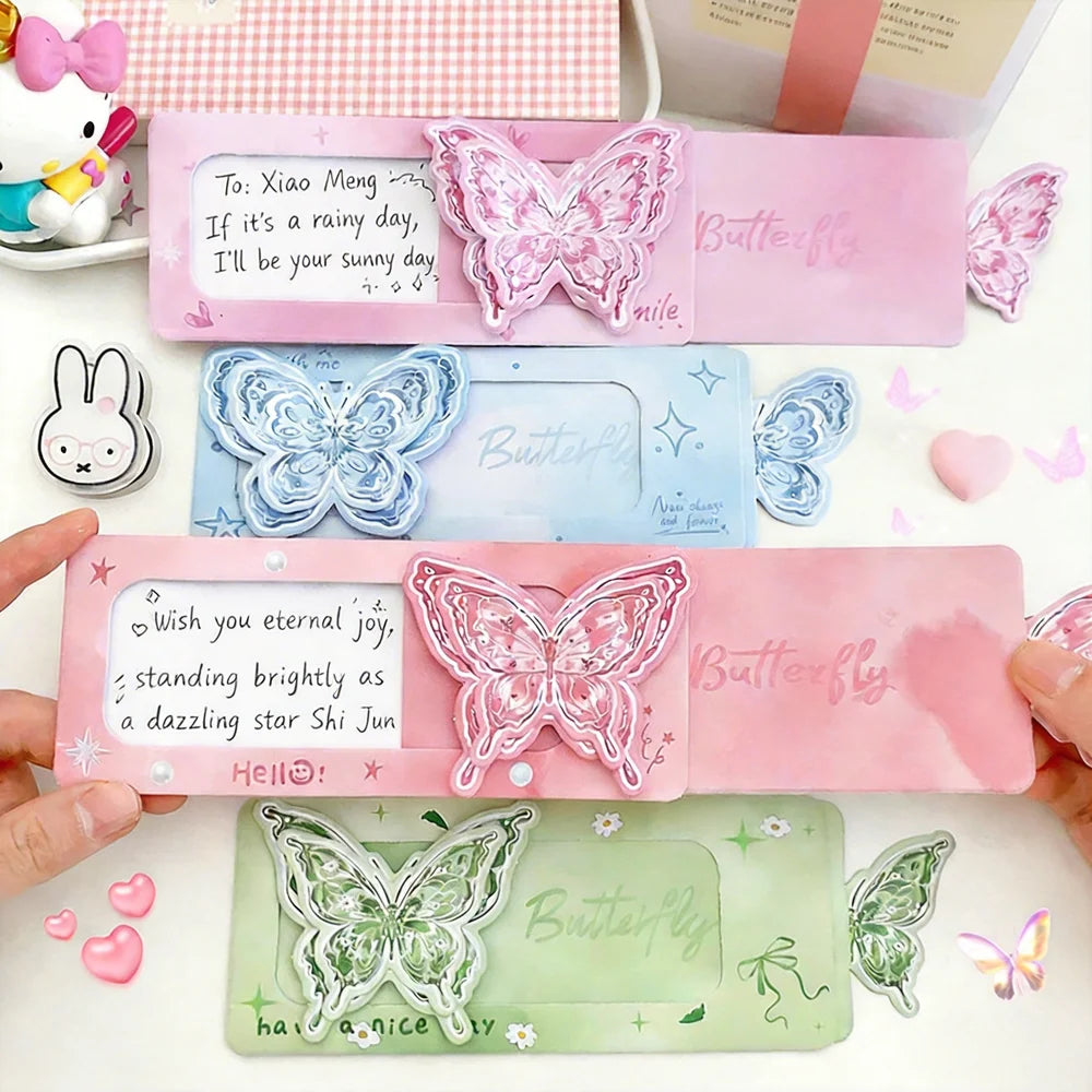 3D Butterfly Greeting Card Pull-Tab Surprise Letter with Envelope Birthday Card for Her Kawaii Cartoon Stationery Gift Bestie Oasis Select