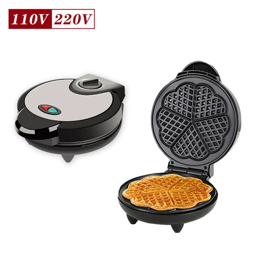 Electric Waffles Maker Bubble Egg Cake Oven Breakfast 5 Heart-Shaped Waffles Griddle Iron Maker Cooking Appliance Oasis Select black UK