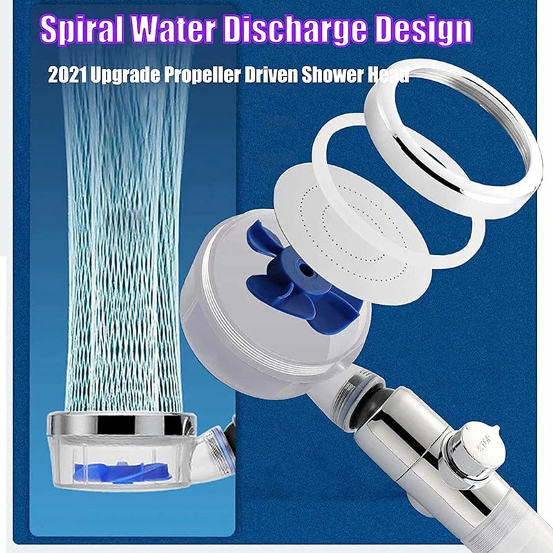 Shower Head Water Saving Flow 360 Degrees Rotating with Filter & Fan ABS Rain High Pressure Spray Nozzle Bathroom Accessories Oasis Select