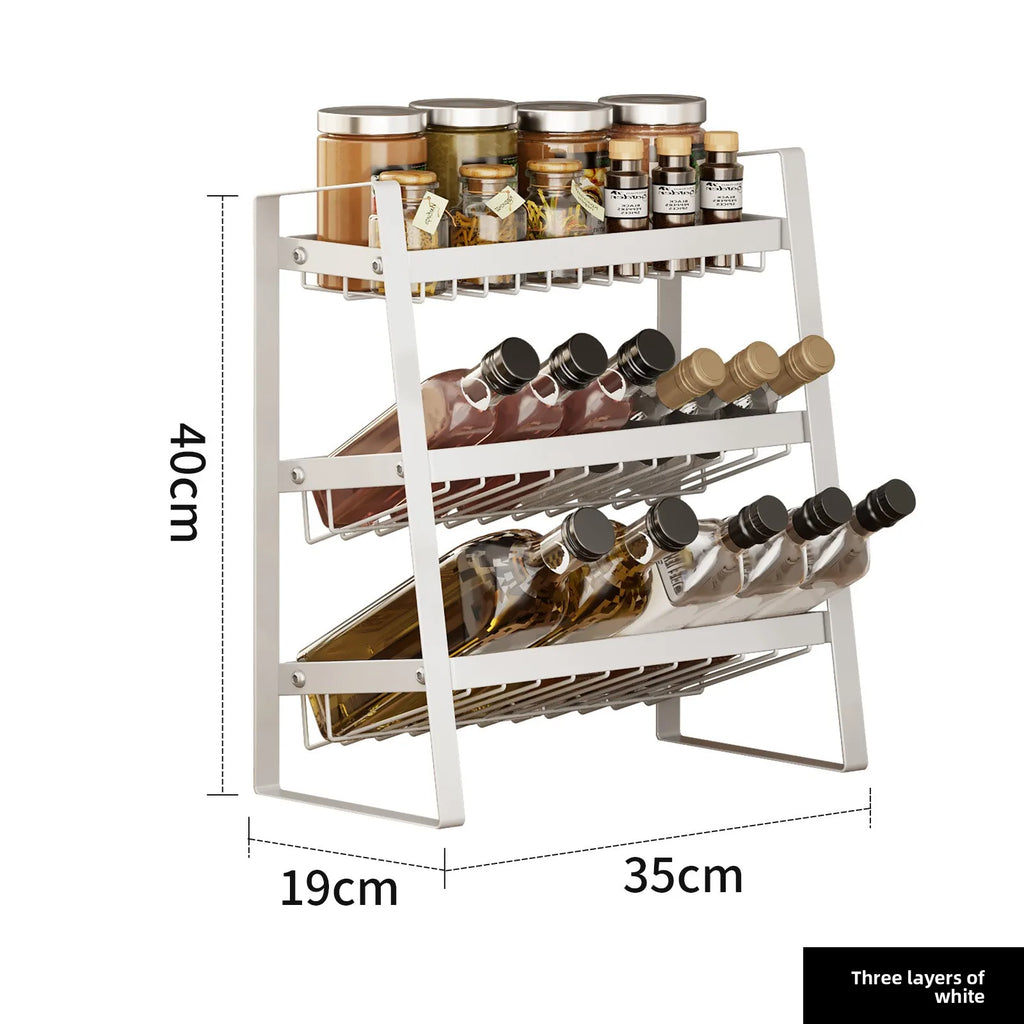 Kitchen seasoning rack countertop multi-layer seasoning rack multi-functional storage artifact Oasis Select 3 layers of white