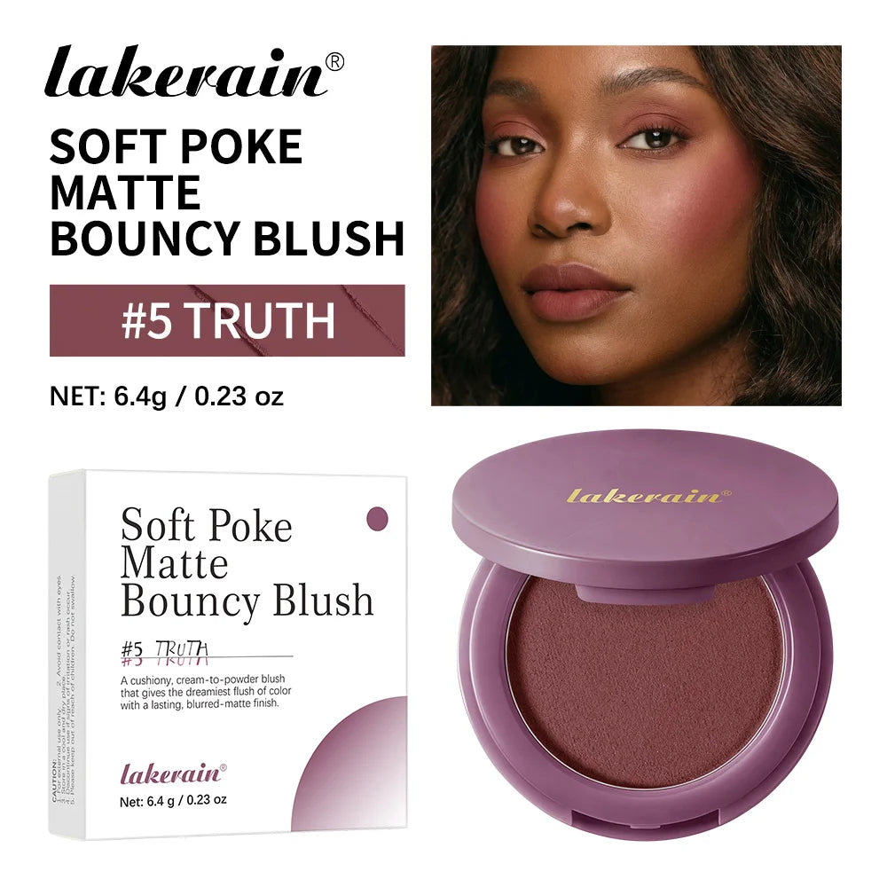 Lakerain Soft Poke Matte Blush Fresh Silky-smooth Skin Finish Long Lasting Luminosity Moisturizing Natural Matte Bouncy Blusher Oasis Select 05 Truth