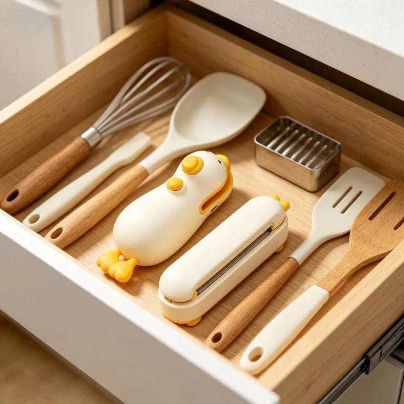 1pcs Cute Duck Handheld Sealer Rechargeable Magnetic Vacuum Sealer Easy-to-use Mini Kitchen Tool for Food Bag Sealing Oasis Select