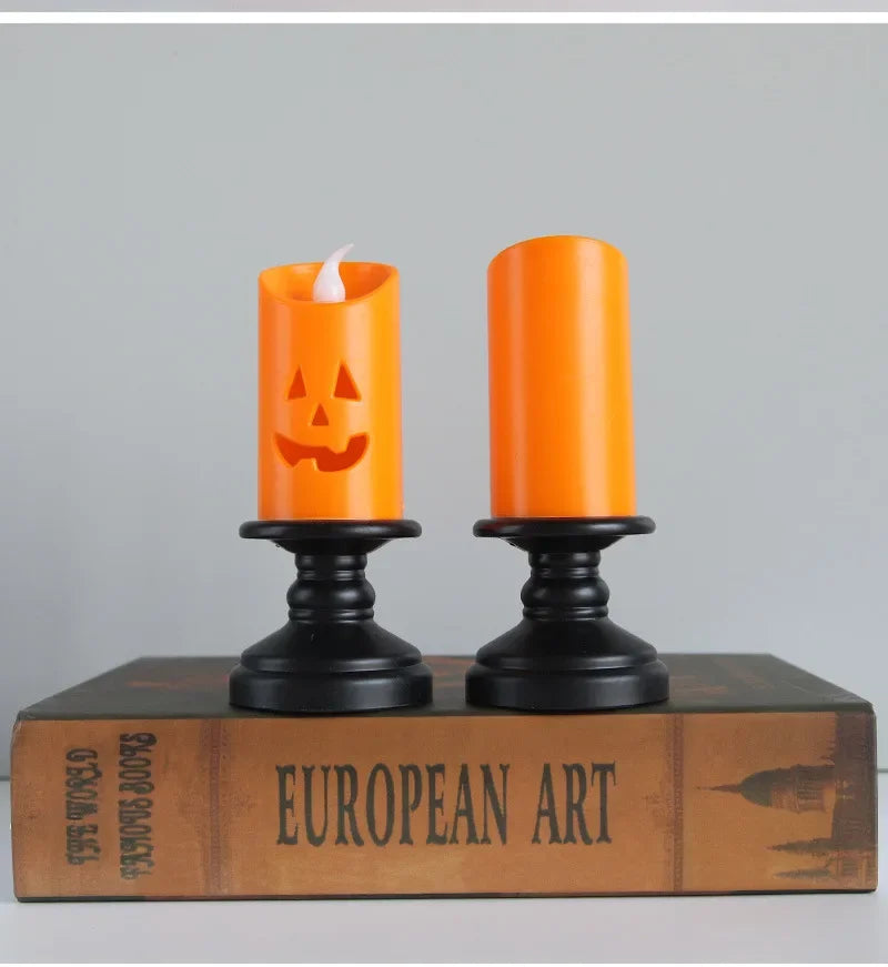 Halloween Decoration Jack-o '-lantern LED Candlestick Table Decoration Site Layout Props Halloween Candle Light Oasis Select