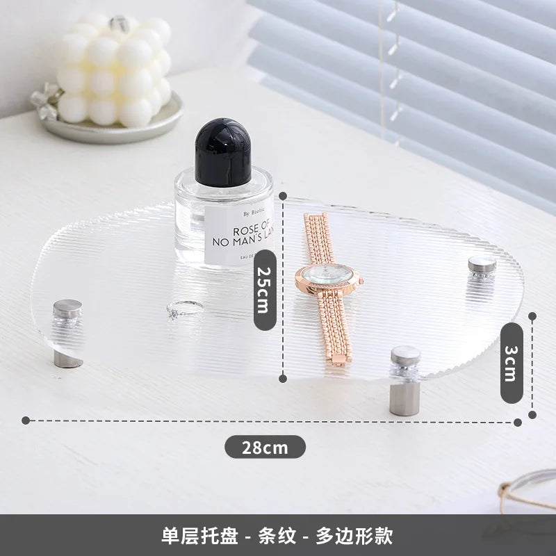 Acrylic Decorative Tray Organizer | Desk, Vanity & Shelf Display