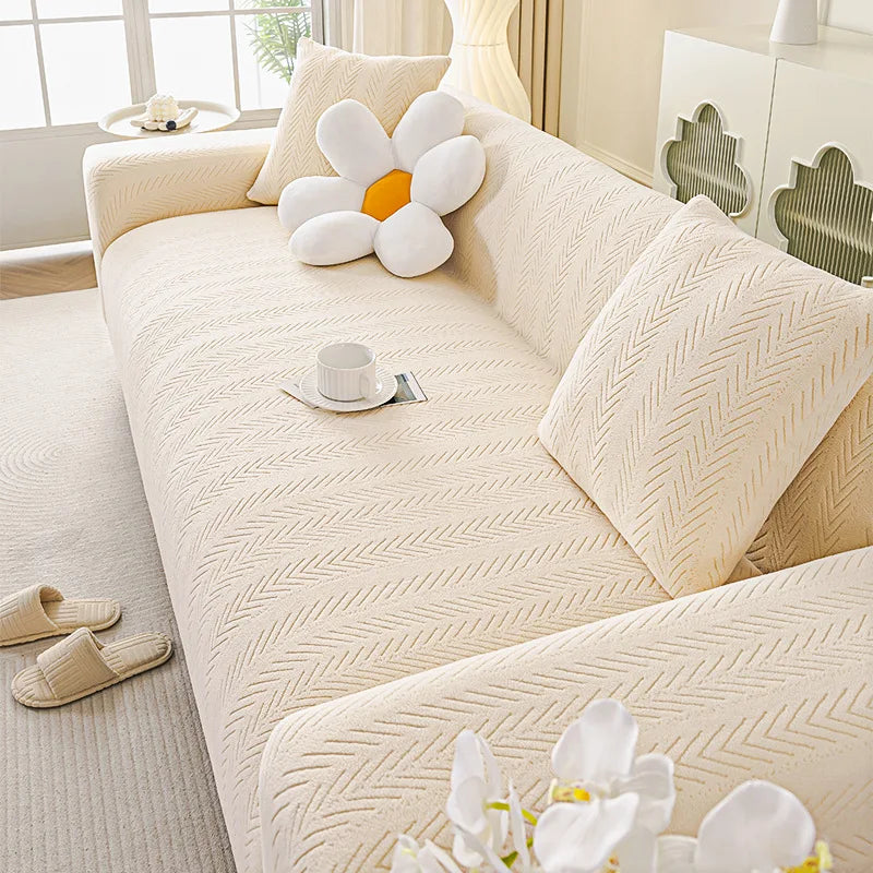 Cream-style Cat Scratch-resistant Elastic Sofa Cover Full Package All-season New Anti-slip Sofa Seat Cushion Sofa Covers Oasis Select Cream White 2 person 145-185cm