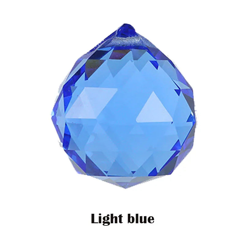 Hanging Ball Sun Catcher Clear Crystal Feng Shui Lamp Ball Prism Rainbow Wedding Decor Home Wedding Party Decoration Ornament Oasis Select Light blue-null China