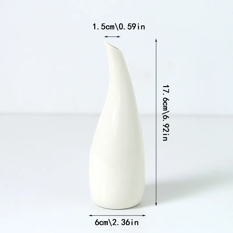 Ins-style Ceramic Long-neck Crescent-shaped Vase Small Ornament, Nordic-style Creative Simple Home Decoration Piece Oasis Select bottle white