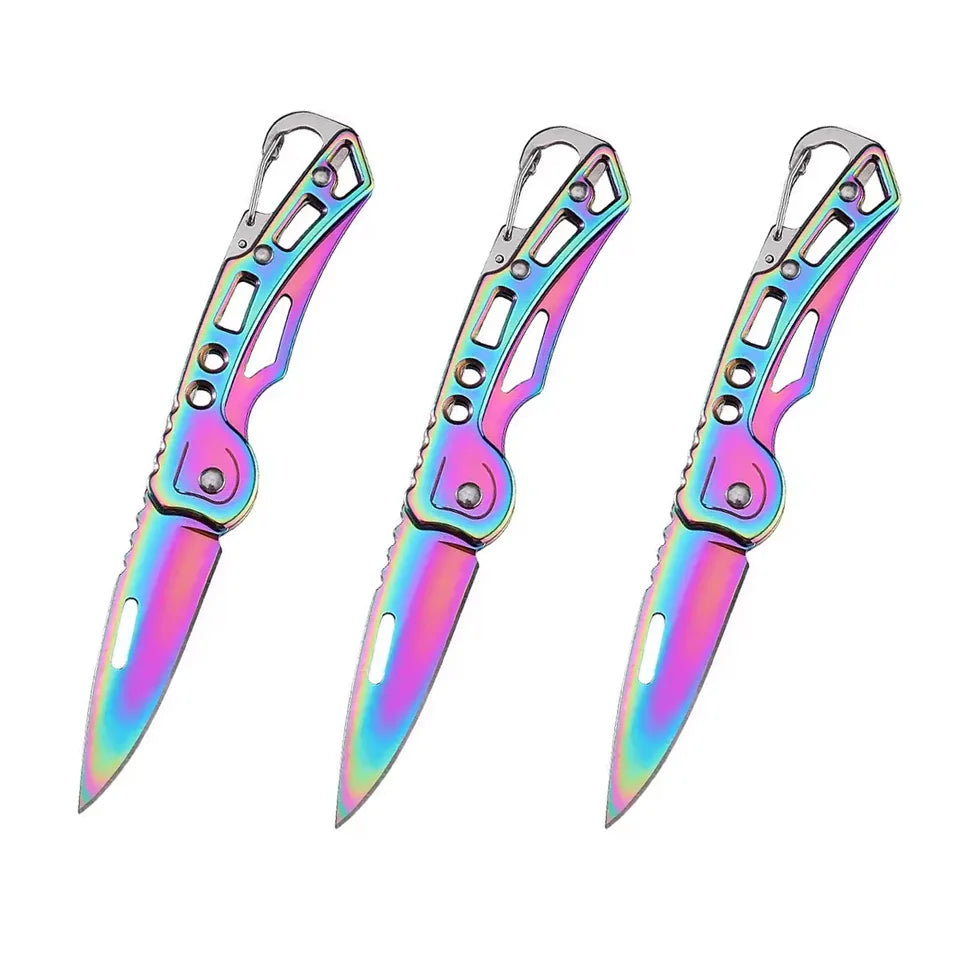3/6pcs Folding Pocket Knife Stainless Steel Survival Hunting Camping Fishing Portable Fruit Knife Carrying Key Outdoor Tools Oasis Select Color-3pcs