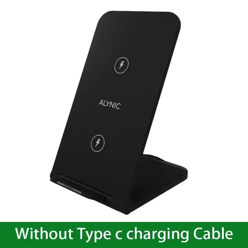 15W Wireless Charger Foldable Charger Station For iPhone 16-12 Pro Max & Samsung S24/S23 & Xiaomi Desktop Stand Oasis Select ALYNIC Brand