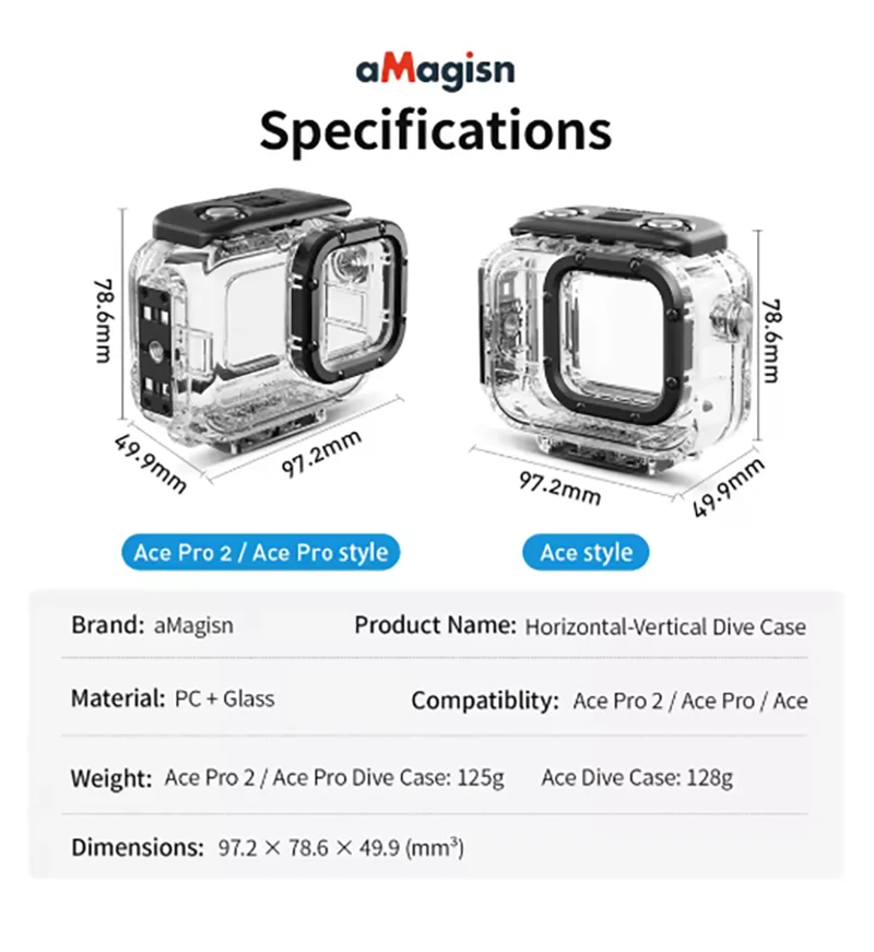 aMagisn 60M Waterproof Dive Case for Insta360 Ace Pro / Pro 2