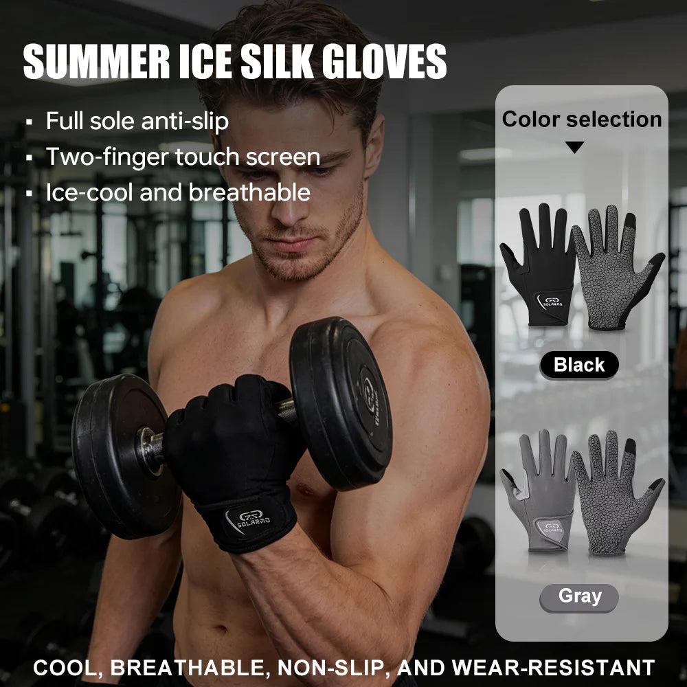 All Finger Breathable Cycling Gloves Summer Outdoor UV Protection Bicycle Gloves Anti-Slip Touchscreen Sports Fitness Gloves Oasis Select