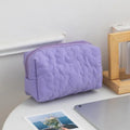 Fashion Candy Color Large Capacity Travel Makeup Bag Women Quilted Flower Storage Bag Portable Toilet Bag Oasis Select Purple