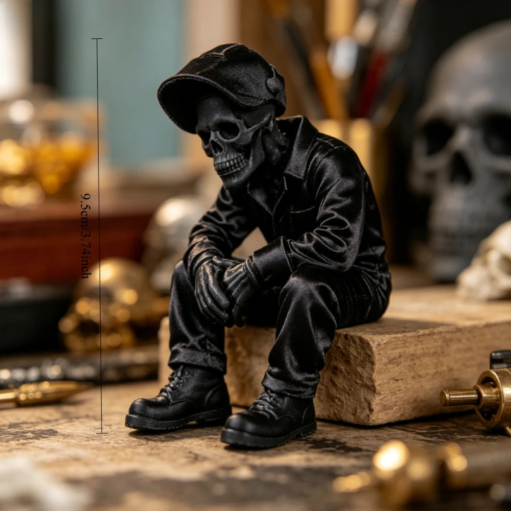 Skeleton Electric Welding Worker Figurine Gothic Style Edge Sitter Statue Skull Ornament for Home Office DeskShelf Display Decor Oasis Select