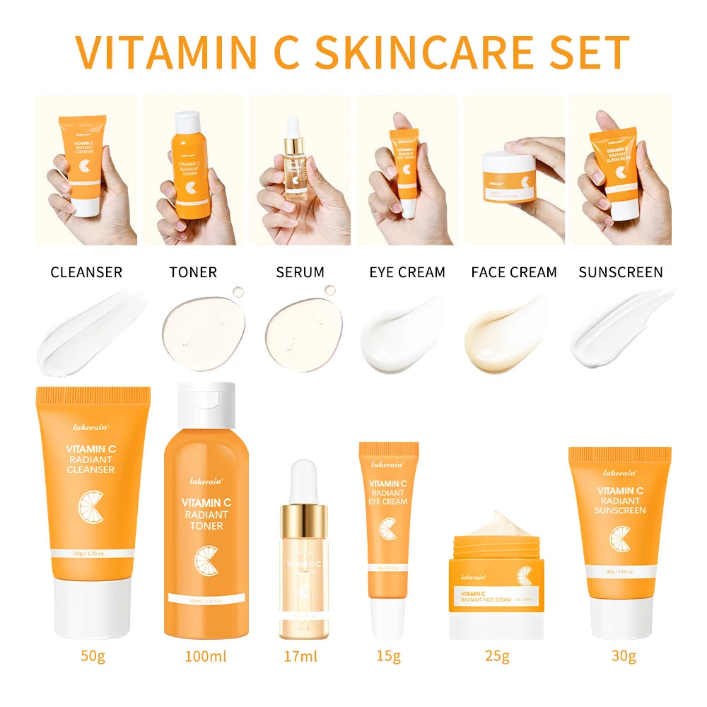 Lakerain 6-Piece Vitamin C Skincare Set – Gift for Women