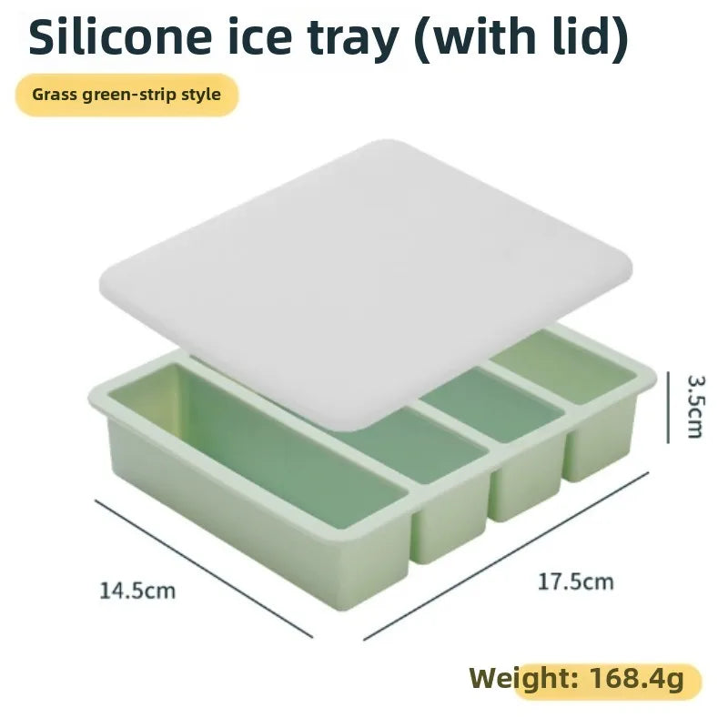 1pc Silicone Freezer Tray with Lid - Durable Kitchen Storage for Soup, Broth & Sauces - Stackable Food Prep Container Oasis Select green 1pc