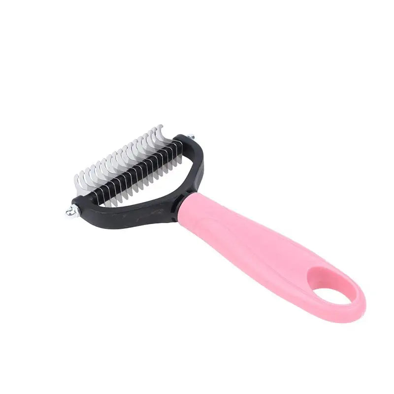 Professional Pet Deshedding Brush 2 Sided Dematting Dog And Cat Hair Remover Grooming Shedding Supplie Oasis Select Pink L