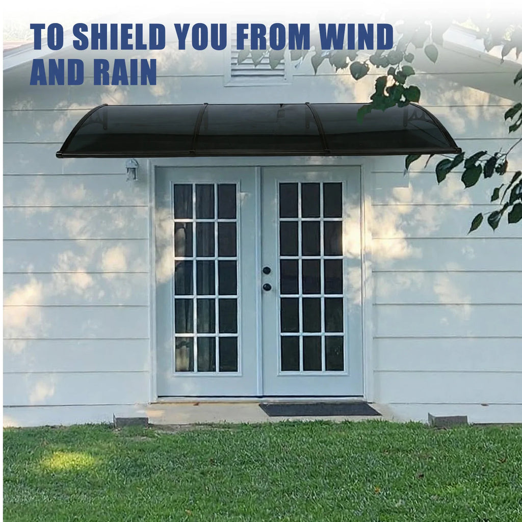 118.1'x39.4' Aluminum Patio Awning Polycarbonate Window Door Awning Front Door Overhang Awning for Exterior Doors Deck Porch Use Oasis Select