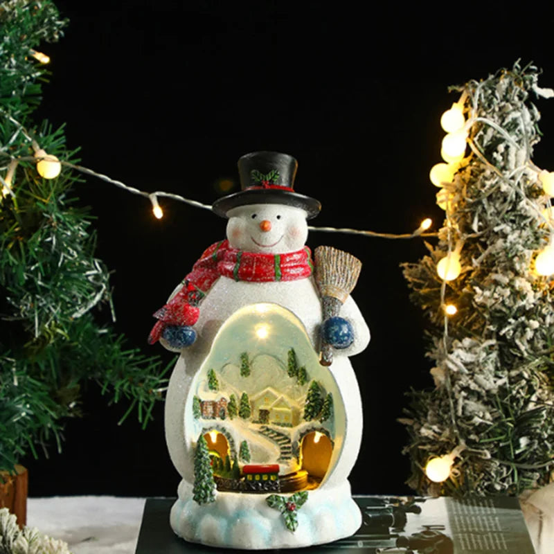 ~WISH Christmas Music Box Featuring Rotating LED Light Snowman Design Multifunctional Gift For Christmas Decorations Ornament Oasis Select