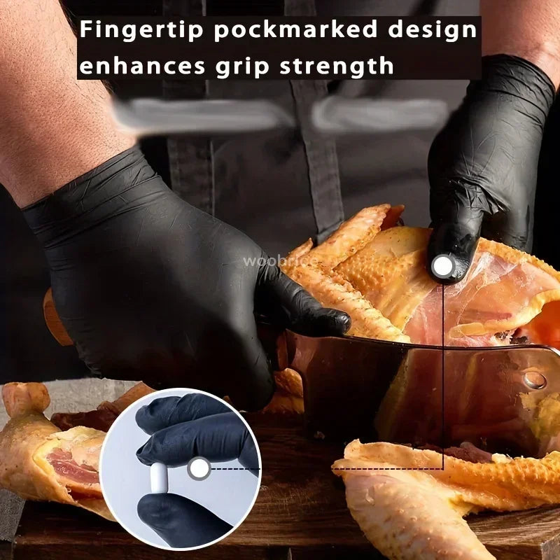50/100/200pcs Disposable Black Nitrile Gloves, Kitchen, Tattoo, Hair Dye Gloves, Food Processing, Household Small Tools Oasis Select