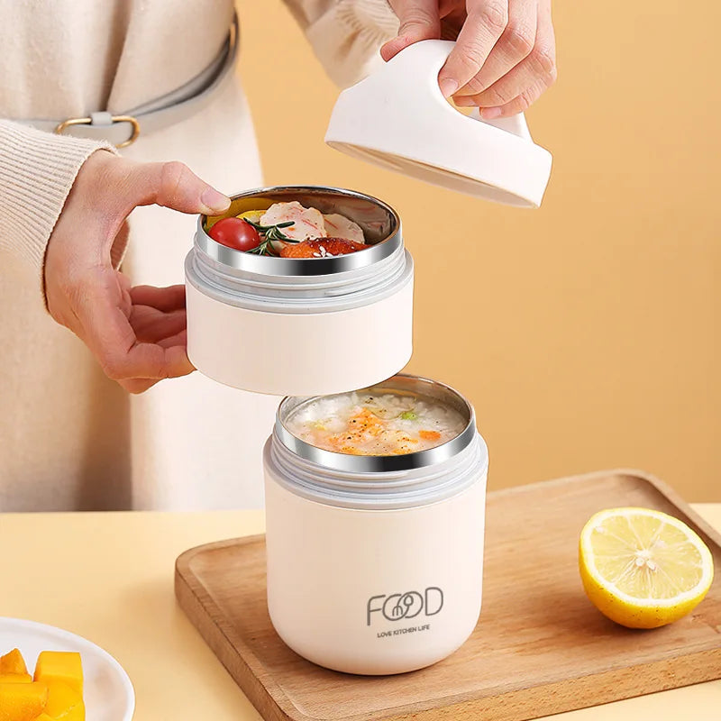 Compact Thermal Lunch Box With Insulated bag and spoon - Stainless Steel Soup Cup with Insulated Design, for Office, School Oasis Select