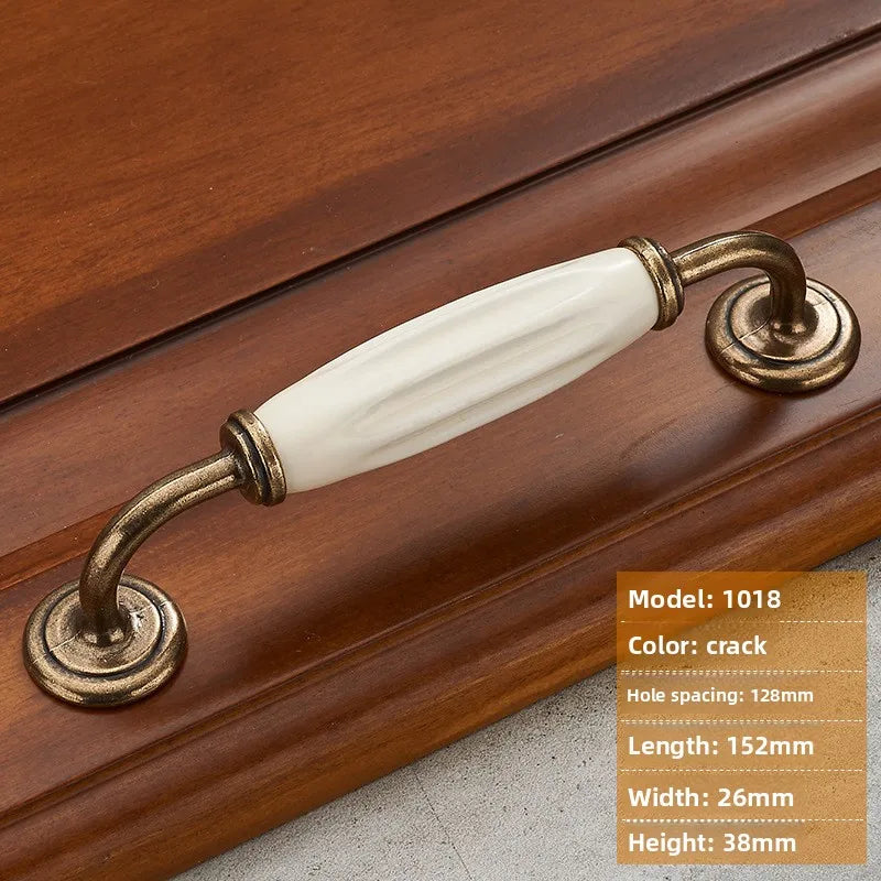 Antique Bronze Ceramic Zinc Alloy Cabinet Handles Drawer Knobs Morning Glory European Style Wardrobe Door Furniture Oasis Select 1018-128