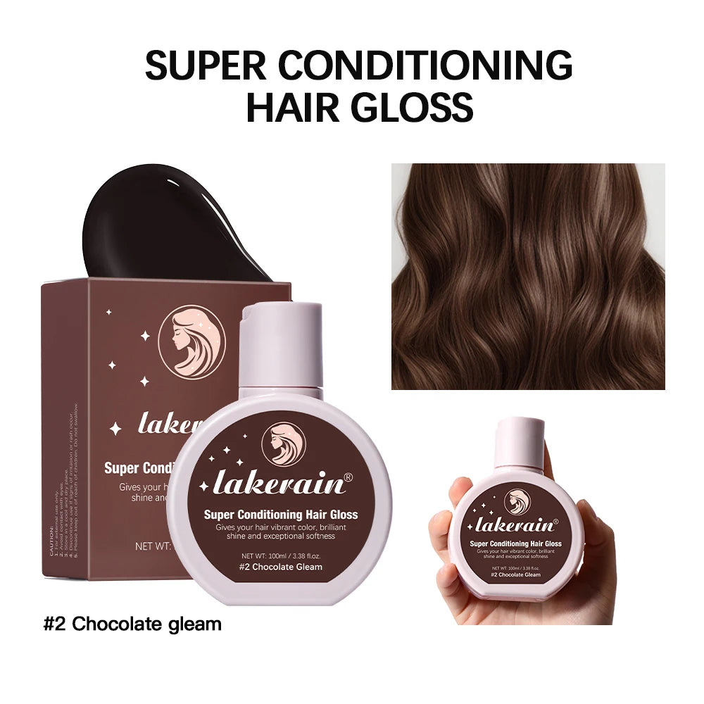 Super Conditioning Hair Gloss Hydrating Semi-Permanent Long-lasting Color Hair Glaze Gloss Deep Nourishing & Repair Damaged Hair Oasis Select 2Chocolate Gleam