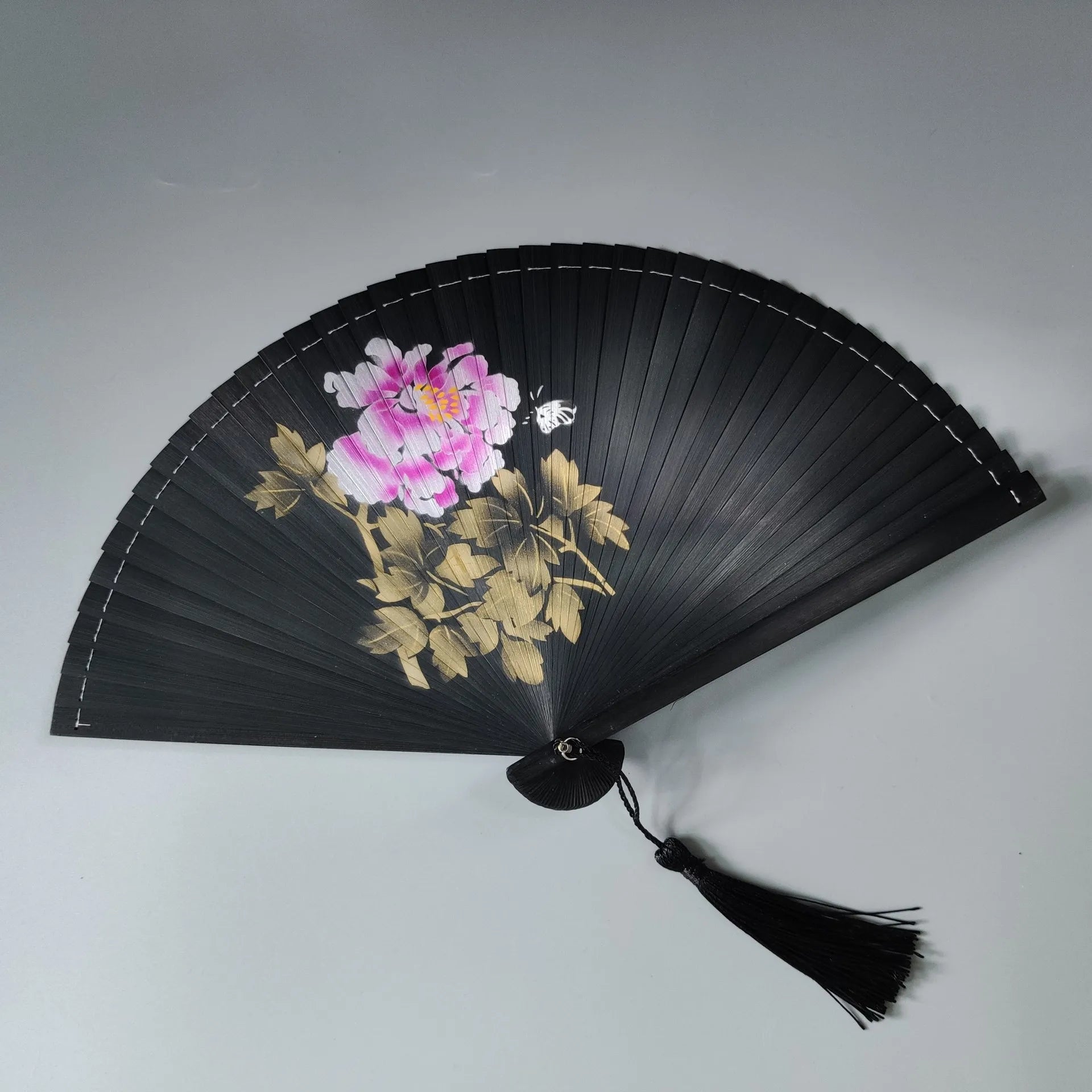 All bamboo spray painting fan high-end fine painting dance fan hollow carving folding fan Oasis Select 8