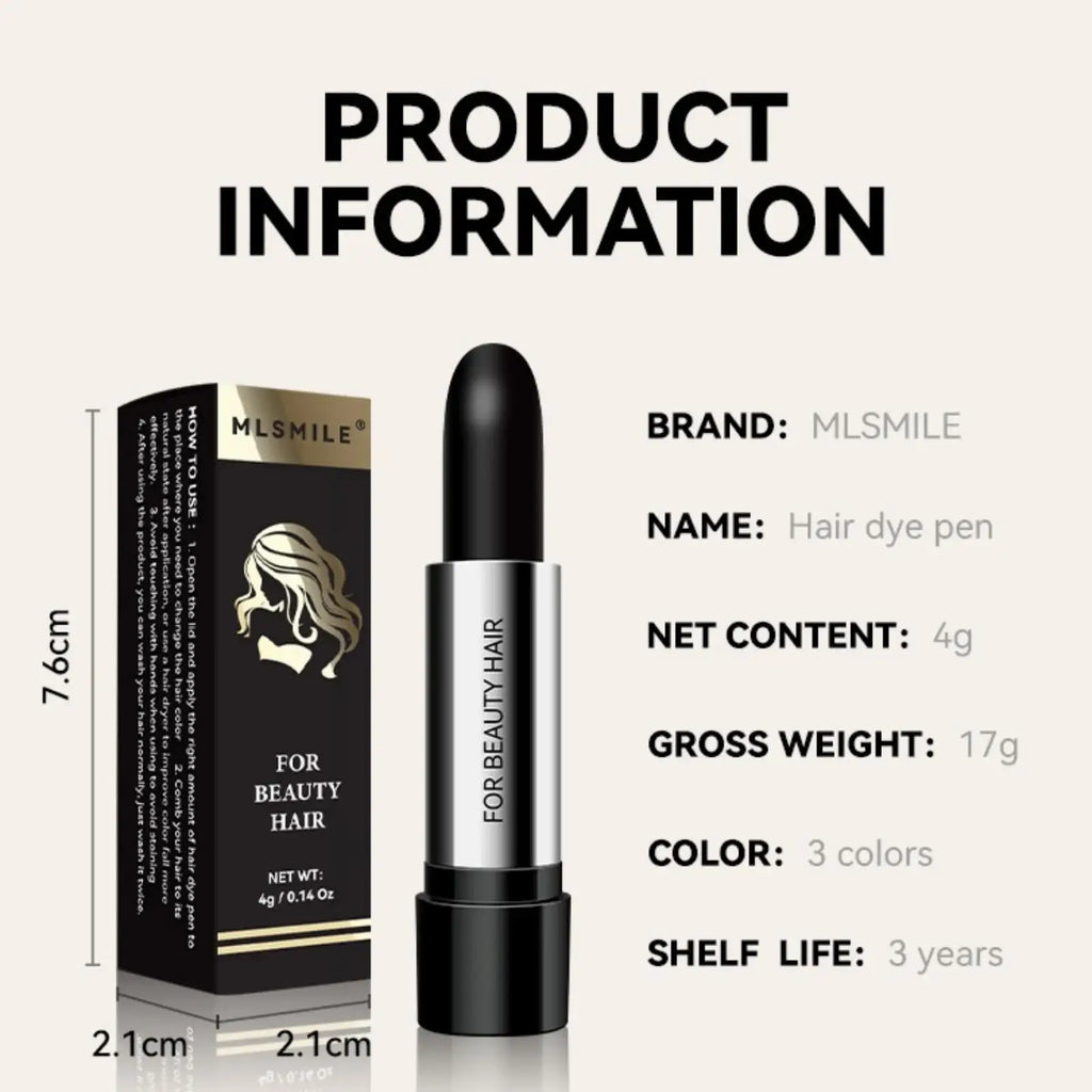MLSMILE Black Hair Color Stick – Instant Gray Coverage Touch-Up Pen