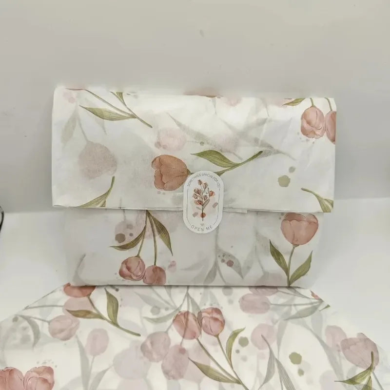 Tulip Floral Printed Wrapping Sheet Delicate Decorative Paper For Gift Packing Holiday Surprise Arrangement And Handmade Styling Oasis Select