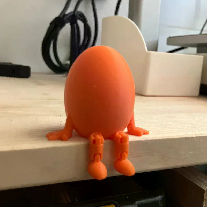 Articulated Bunny Egg Figurine Easter Decoration Movable Leg Joint Egg Statue Home Office Desktop Ornament And Gift Oasis Select