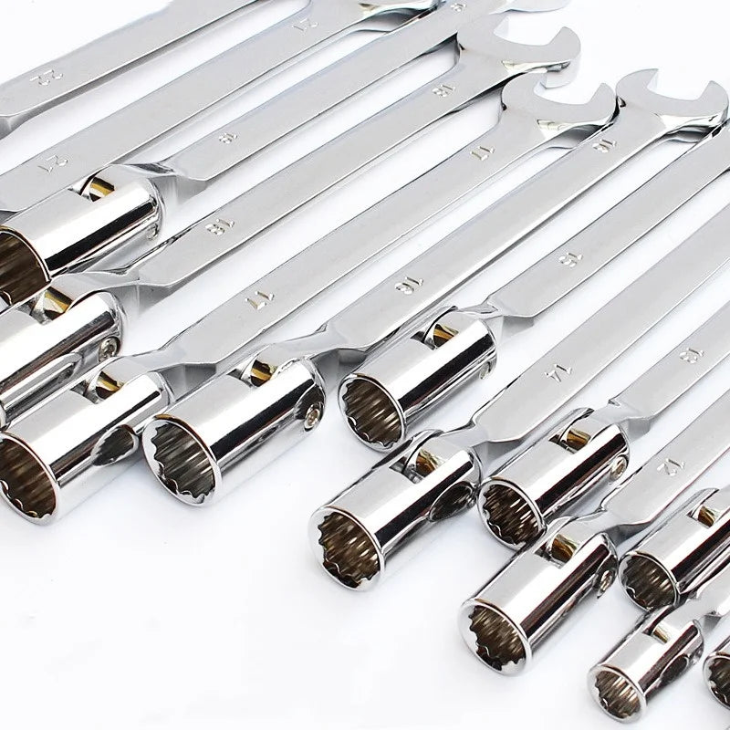 Double End Swivel-Socket Wrench Tool Activity Sockets Set Tools,Metric Swivel Head Flexible Socket Wrench Spanner CRV Steel Tool Oasis Select