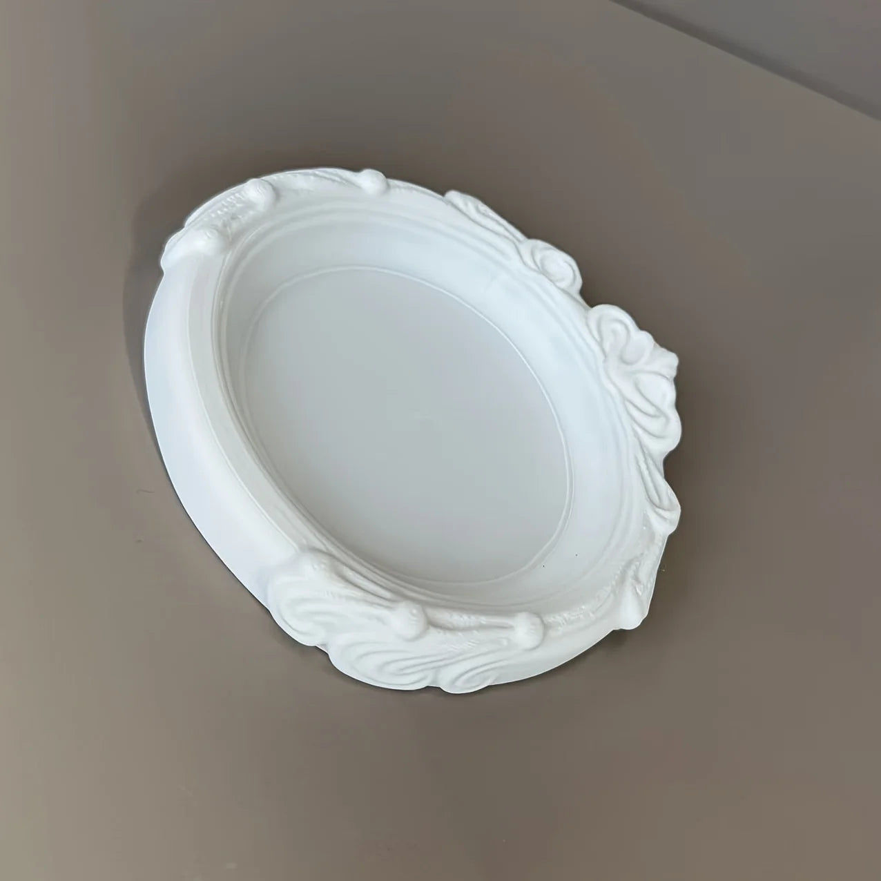 Ornate Baroque Style Jewelry Tray White Decorative Trinket Dish Elegant Vanity Organizer for Rings Earrings Small Accessories Oasis Select
