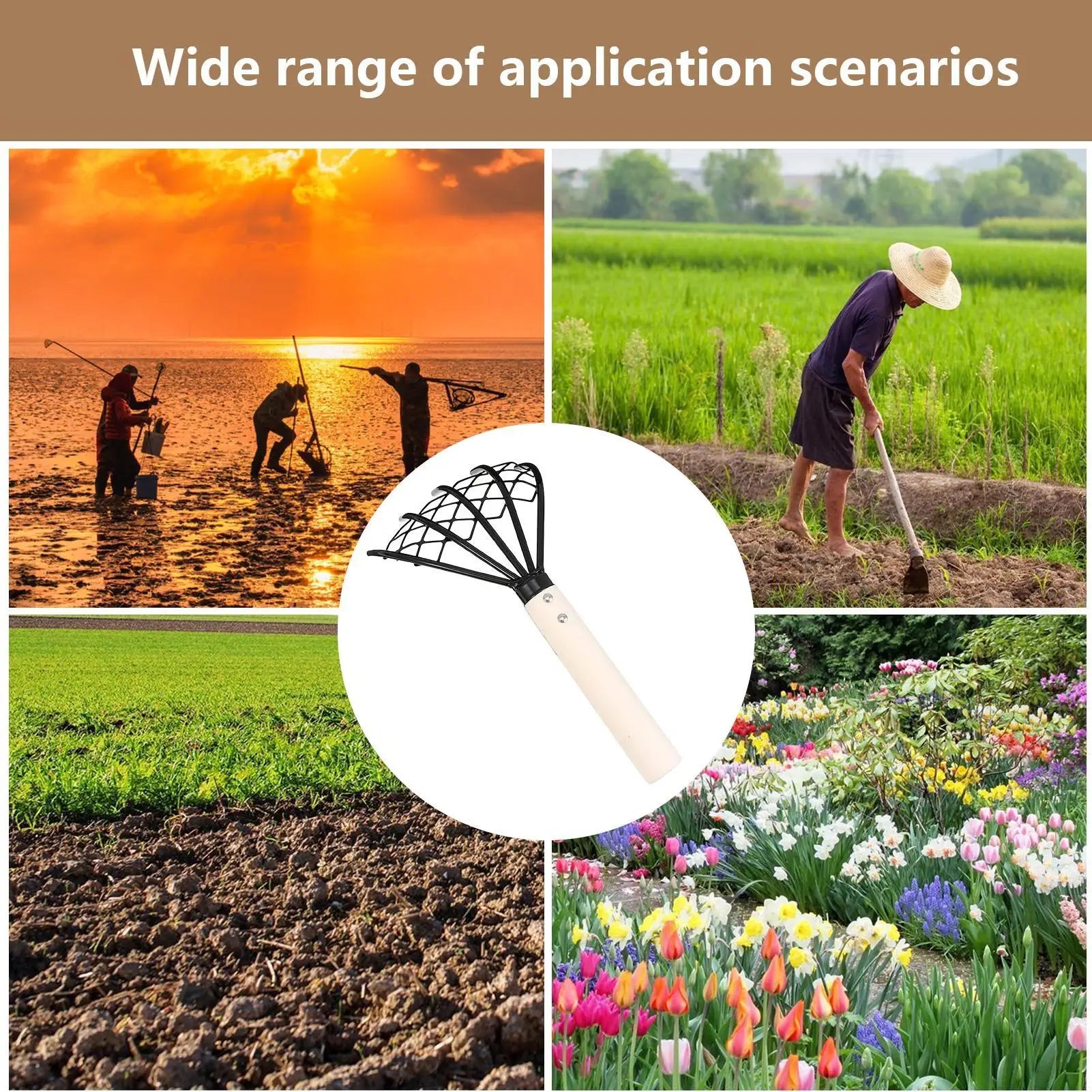 Rakes for Gardening 5 Tine Claw Rake and Cultivator Manual Cultivator Digger Tool with Ergonomic Grip for Weeding Soil Dirt Sand Oasis Select