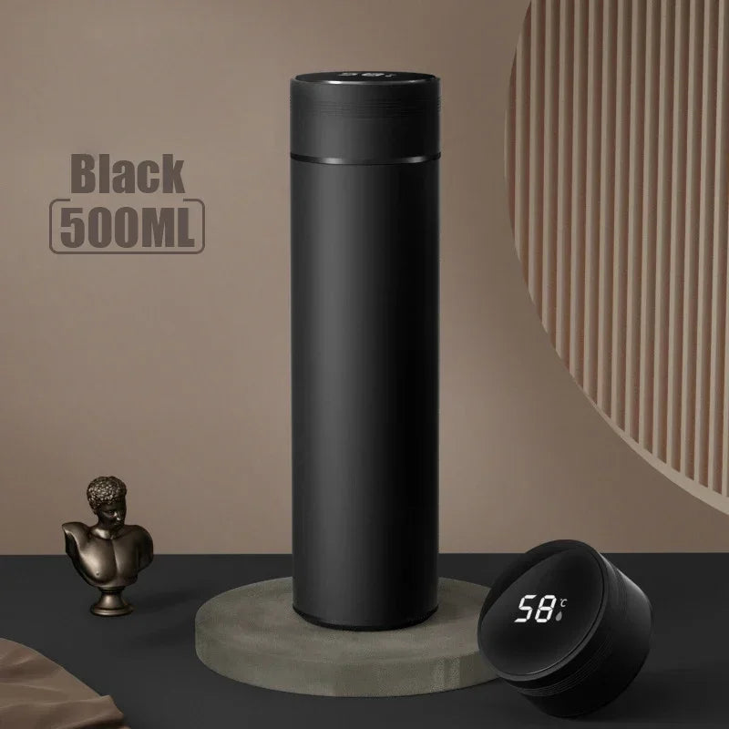 500ML Temperature Display Thermos Cup Stainless Steel Divided Thermos Bottle Outdoor Vacuum Insulated Cup Father's Day Gift Oasis Select Black 500ml