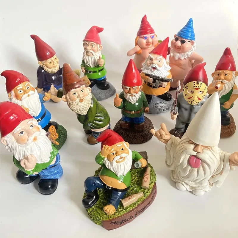 Rebellious Garden Gnome Statue Making a Rude Gesture with Long White Beard Funny Outdoor Decor for Garden Yard Gift for Friend Oasis Select