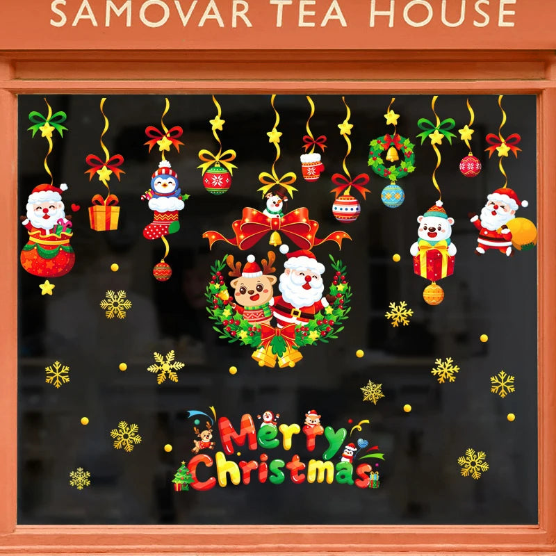 Christmas Snowman Santa Electrostatic Window Decals | 2/4 PCS