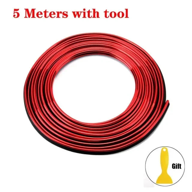 Car interior trim strips universal car gap fillers automobile molding line decorative accessories DIY flexible strip garnish Oasis Select 5M red 2pcs
