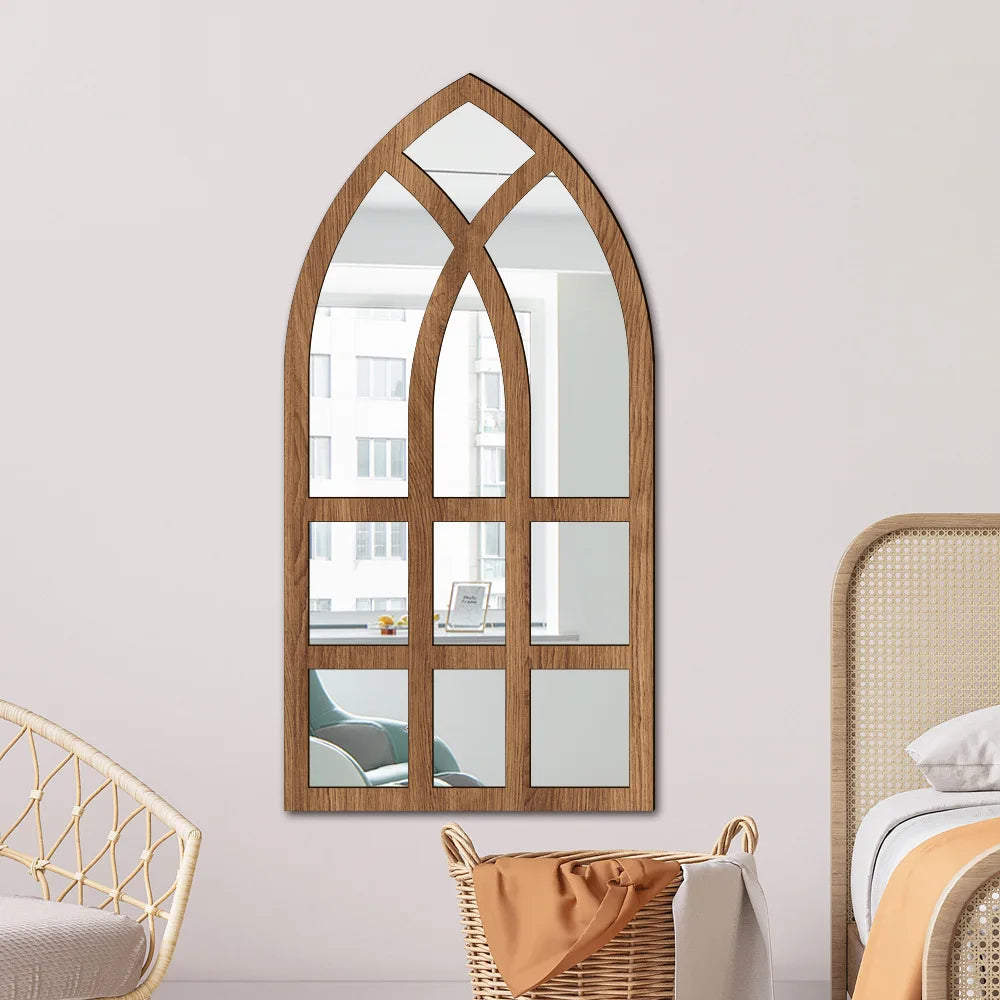 Wood Acrylic Mirror Paste False Window Living Room Bedroom Study